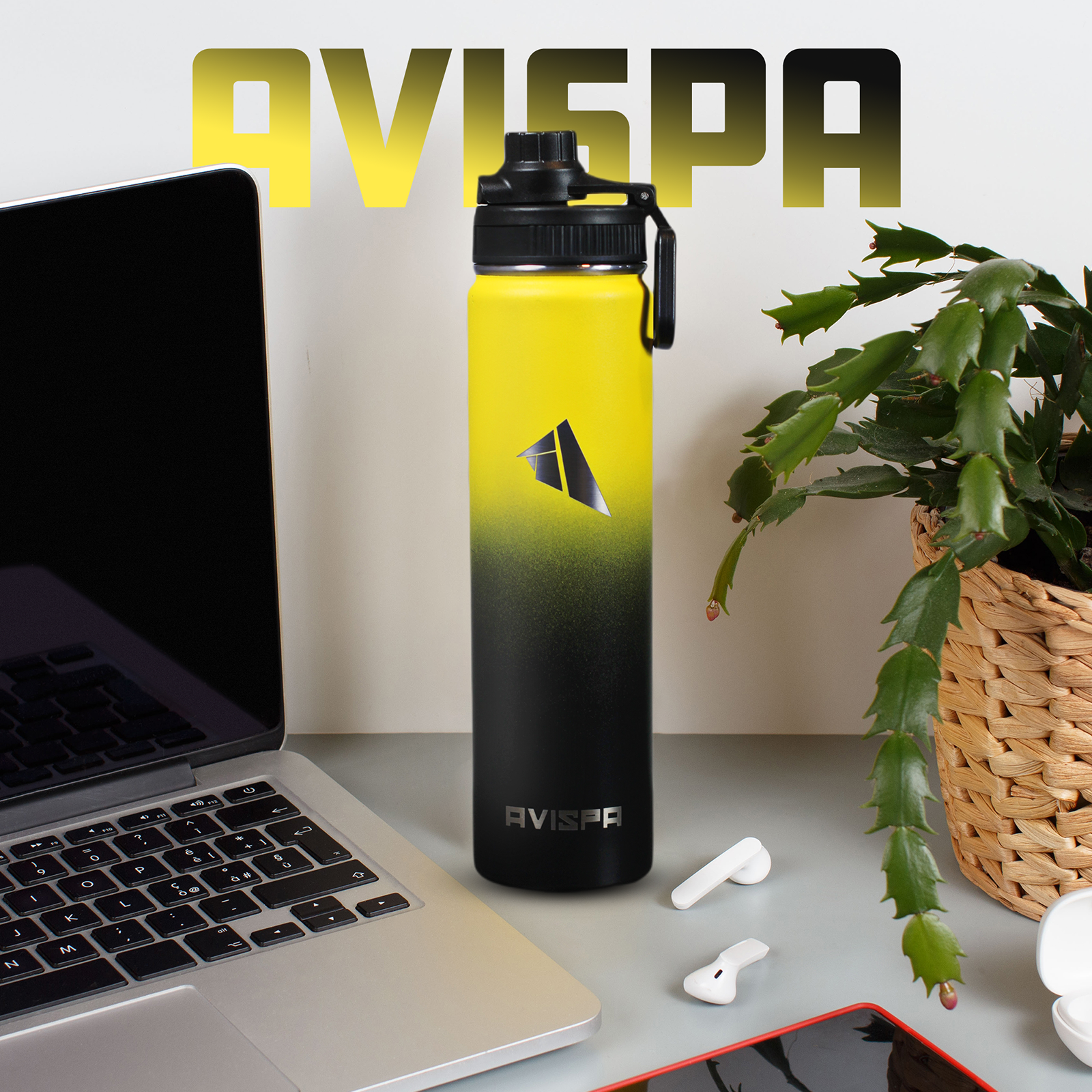 Avispa Double Stainless Steel Water Bottle 24oz Leak Proof 24hrs Cold 12hrs Hot