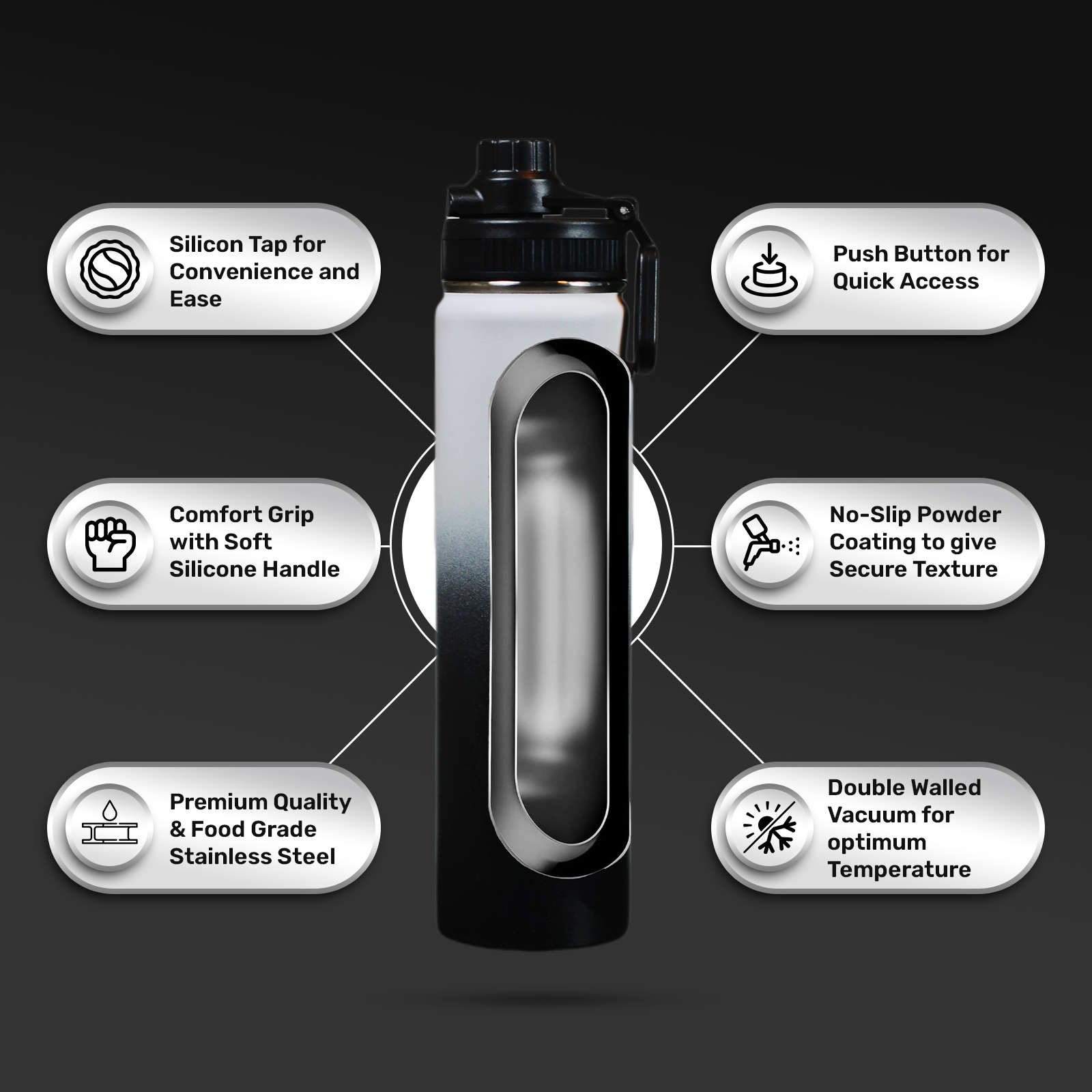 Stainless Steel Water Bottle White and Black